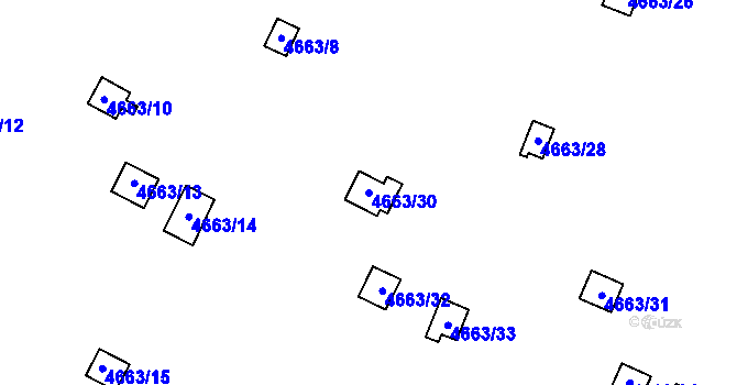Parcela st. 4663/30 v KÚ Dejvice, Katastrální mapa