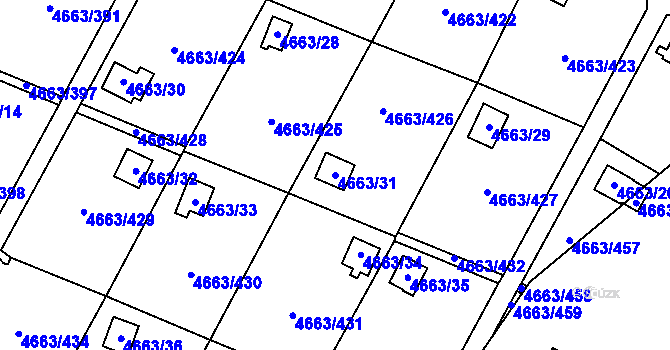 Parcela st. 4663/31 v KÚ Dejvice, Katastrální mapa