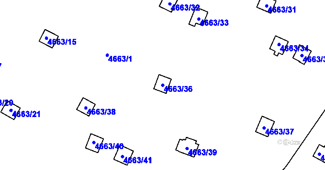 Parcela st. 4663/36 v KÚ Dejvice, Katastrální mapa