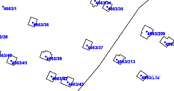 Parcela st. 4663/37 v KÚ Dejvice, Katastrální mapa