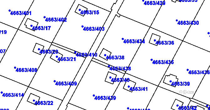 Parcela st. 4663/38 v KÚ Dejvice, Katastrální mapa