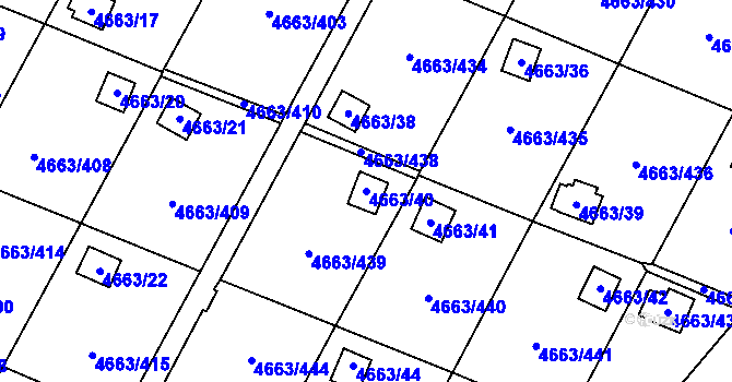 Parcela st. 4663/40 v KÚ Dejvice, Katastrální mapa