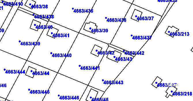 Parcela st. 4663/42 v KÚ Dejvice, Katastrální mapa