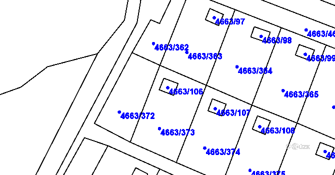 Parcela st. 4663/106 v KÚ Dejvice, Katastrální mapa