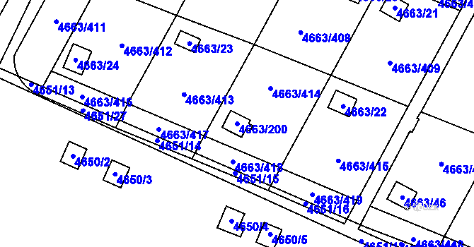 Parcela st. 4663/200 v KÚ Dejvice, Katastrální mapa