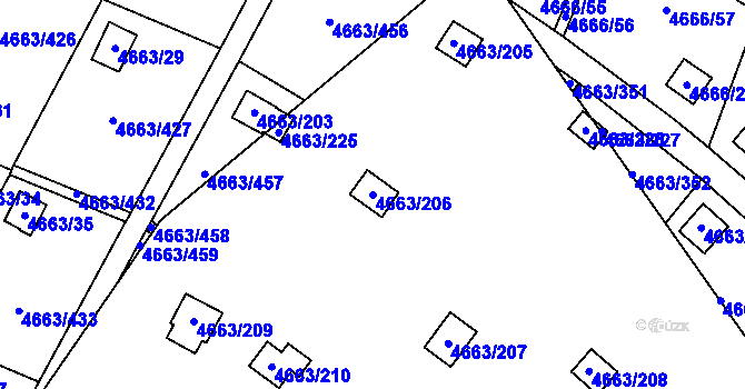 Parcela st. 4663/206 v KÚ Dejvice, Katastrální mapa