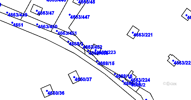Parcela st. 4663/223 v KÚ Dejvice, Katastrální mapa