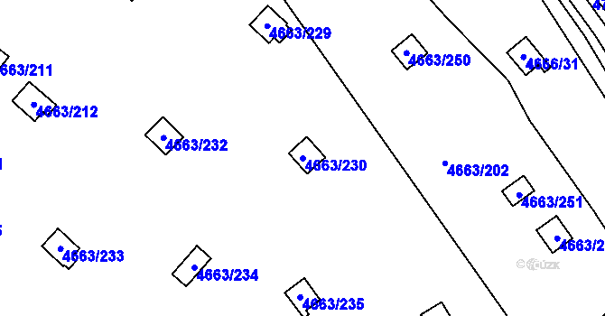 Parcela st. 4663/230 v KÚ Dejvice, Katastrální mapa