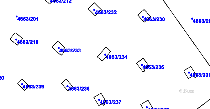 Parcela st. 4663/234 v KÚ Dejvice, Katastrální mapa