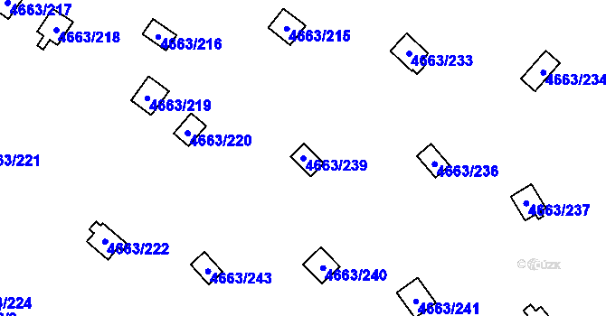 Parcela st. 4663/239 v KÚ Dejvice, Katastrální mapa