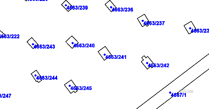 Parcela st. 4663/241 v KÚ Dejvice, Katastrální mapa