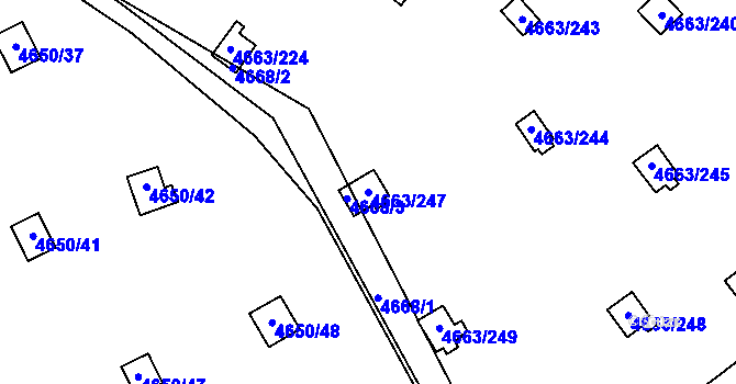 Parcela st. 4663/247 v KÚ Dejvice, Katastrální mapa