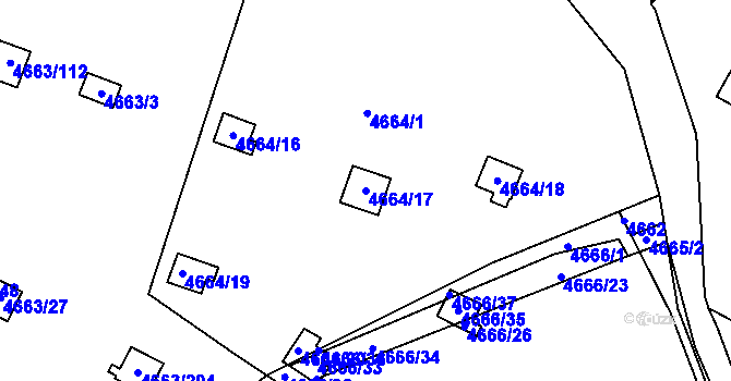 Parcela st. 4664/17 v KÚ Dejvice, Katastrální mapa