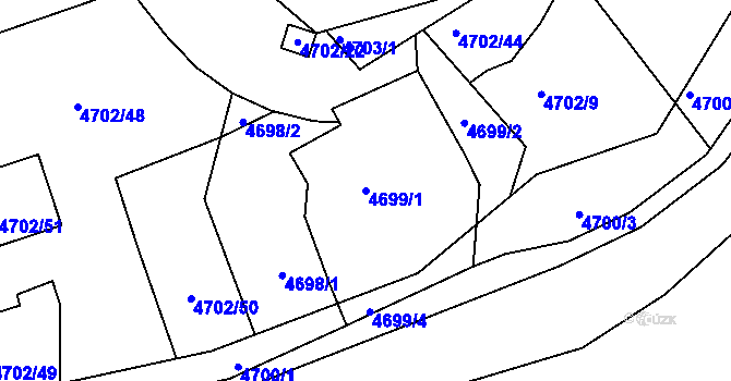 Parcela st. 4699/1 v KÚ Dejvice, Katastrální mapa