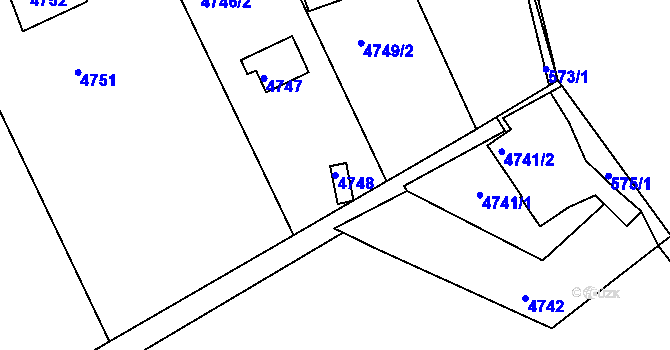 Parcela st. 4748 v KÚ Dejvice, Katastrální mapa
