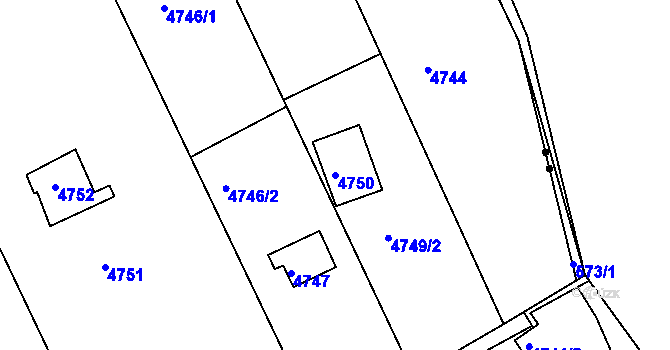 Parcela st. 4750 v KÚ Dejvice, Katastrální mapa