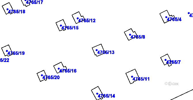 Parcela st. 4765/13 v KÚ Dejvice, Katastrální mapa