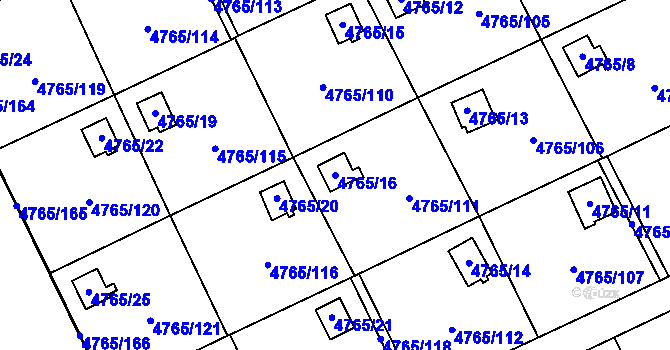 Parcela st. 4765/16 v KÚ Dejvice, Katastrální mapa