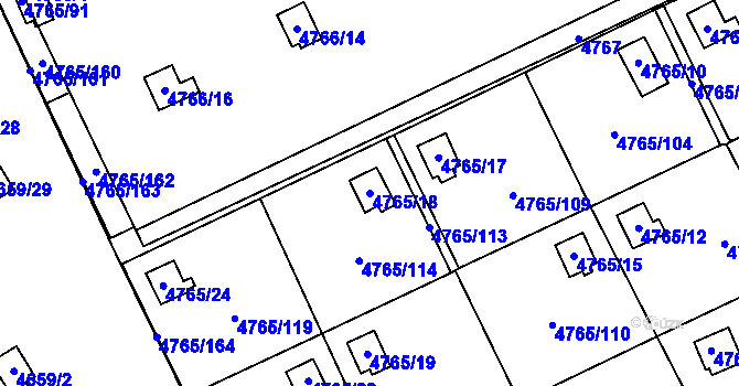 Parcela st. 4765/18 v KÚ Dejvice, Katastrální mapa