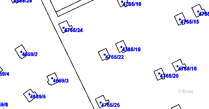 Parcela st. 4765/22 v KÚ Dejvice, Katastrální mapa