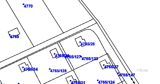 Parcela st. 4765/26 v KÚ Dejvice, Katastrální mapa