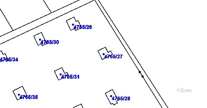 Parcela st. 4765/27 v KÚ Dejvice, Katastrální mapa