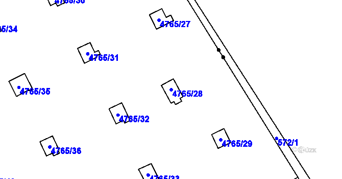 Parcela st. 4765/28 v KÚ Dejvice, Katastrální mapa