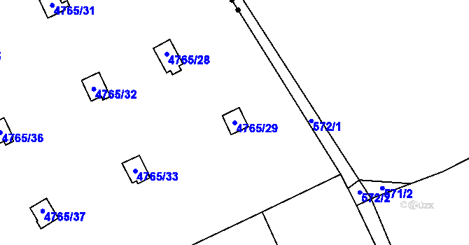 Parcela st. 4765/29 v KÚ Dejvice, Katastrální mapa