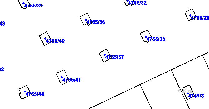 Parcela st. 4765/37 v KÚ Dejvice, Katastrální mapa