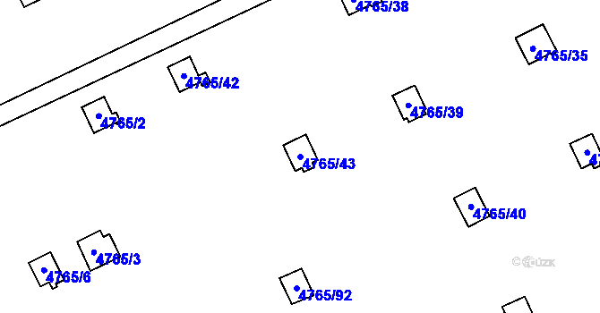 Parcela st. 4765/43 v KÚ Dejvice, Katastrální mapa