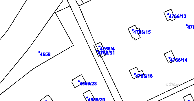 Parcela st. 4765/91 v KÚ Dejvice, Katastrální mapa