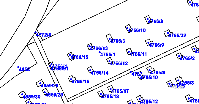 Parcela st. 4766/1 v KÚ Dejvice, Katastrální mapa