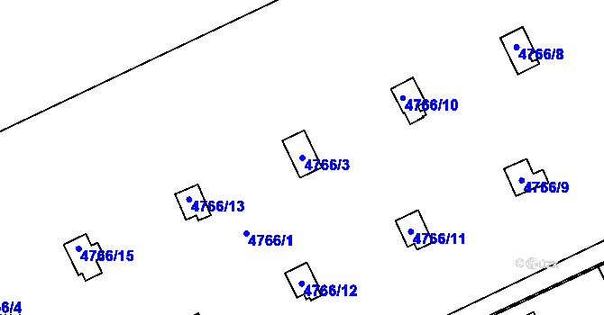 Parcela st. 4766/3 v KÚ Dejvice, Katastrální mapa