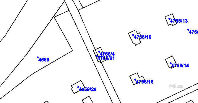 Parcela st. 4766/4 v KÚ Dejvice, Katastrální mapa
