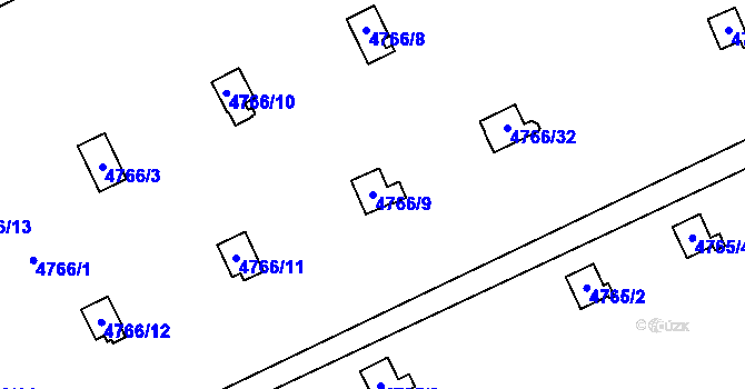 Parcela st. 4766/9 v KÚ Dejvice, Katastrální mapa