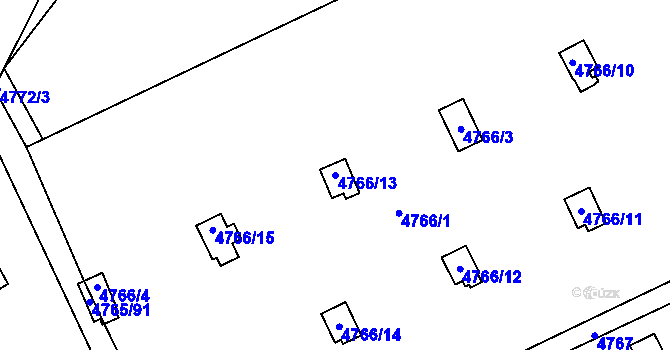 Parcela st. 4766/13 v KÚ Dejvice, Katastrální mapa
