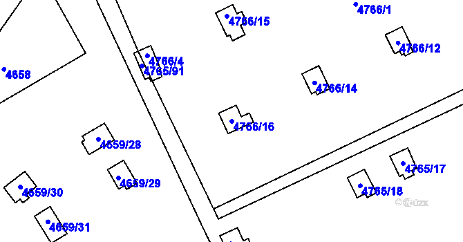 Parcela st. 4766/16 v KÚ Dejvice, Katastrální mapa