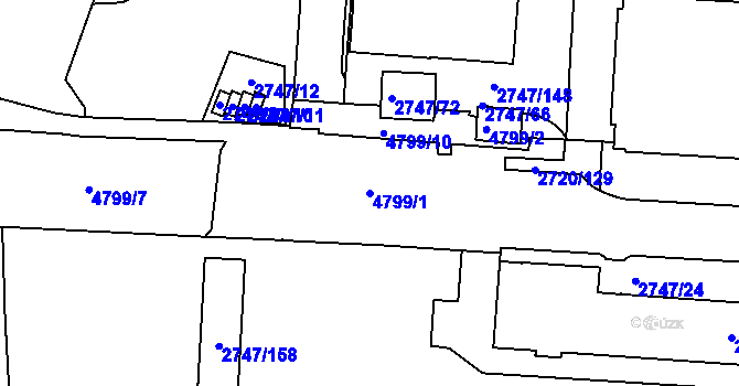 Parcela st. 4799/1 v KÚ Dejvice, Katastrální mapa