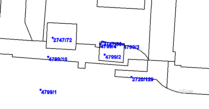 Parcela st. 4799/2 v KÚ Dejvice, Katastrální mapa