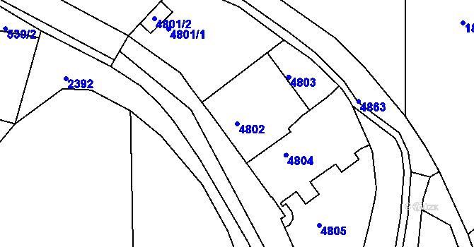 Parcela st. 4802 v KÚ Dejvice, Katastrální mapa