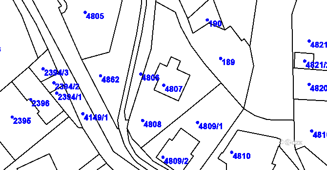 Parcela st. 4807 v KÚ Dejvice, Katastrální mapa