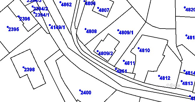 Parcela st. 4809/2 v KÚ Dejvice, Katastrální mapa