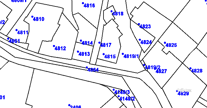Parcela st. 4815 v KÚ Dejvice, Katastrální mapa