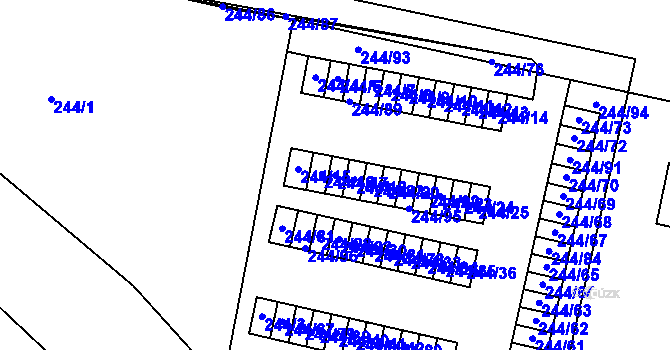 Parcela st. 244/17 v KÚ Dejvice, Katastrální mapa