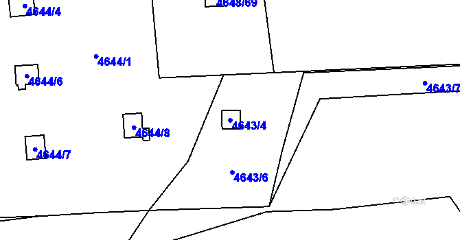 Parcela st. 4643/4 v KÚ Dejvice, Katastrální mapa