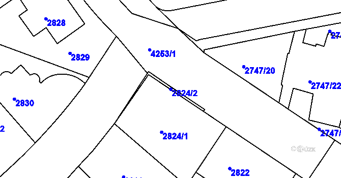 Parcela st. 2824/2 v KÚ Dejvice, Katastrální mapa