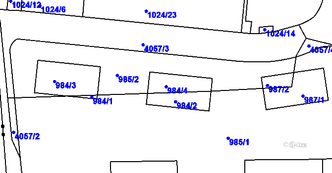 Parcela st. 984/4 v KÚ Dejvice, Katastrální mapa