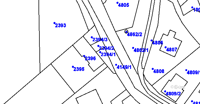 Parcela st. 2394/1 v KÚ Dejvice, Katastrální mapa