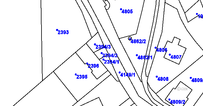 Parcela st. 2394/2 v KÚ Dejvice, Katastrální mapa