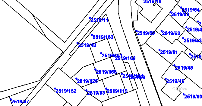 Parcela st. 2519/161 v KÚ Dejvice, Katastrální mapa